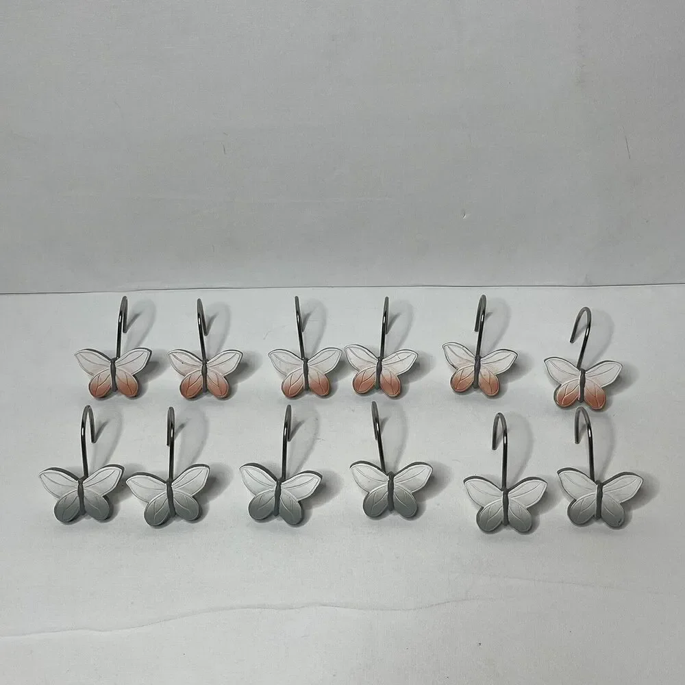 Set Of 12 Lisa Audit Butterfly Shower Curtain Hooks